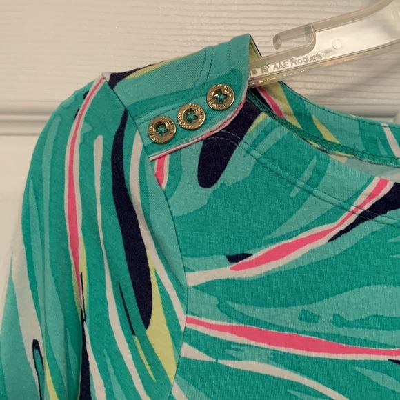 Lilly Pulitzer Tiger Palm Tropical Palm Tree Pattern Dress Tee Shirt Dress - Picture 2 of 13